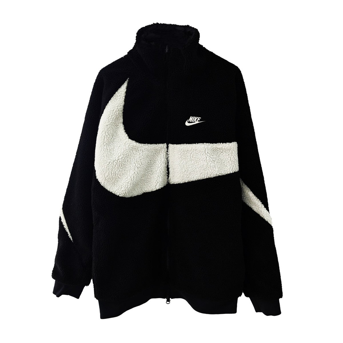 Nike Sportswear Big Swoosh Sherpa Fleece Jacket Black White