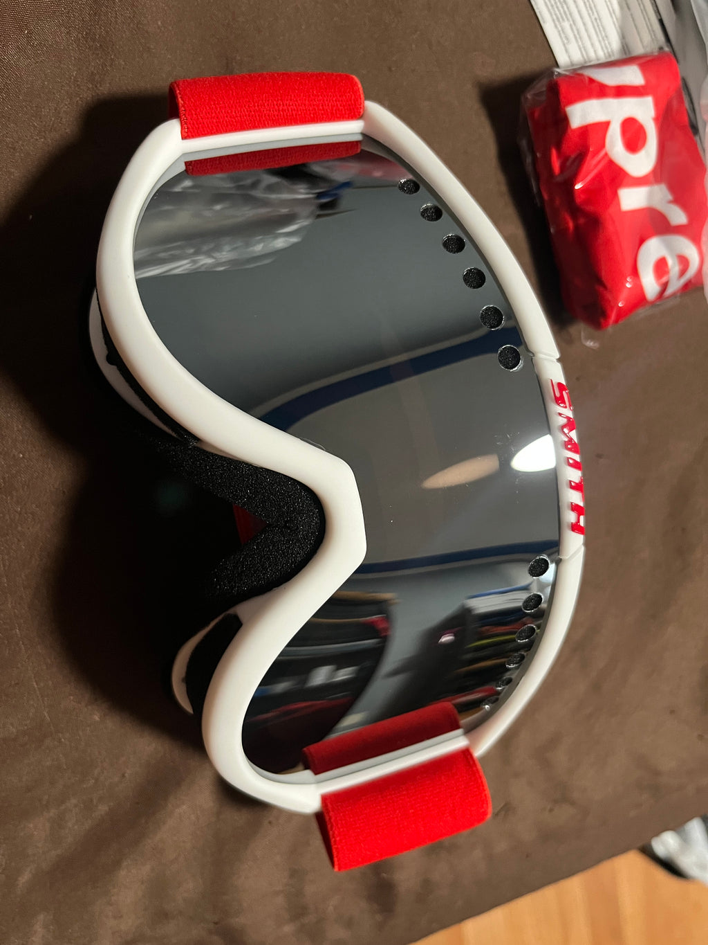 Supreme x Smith Ski Goggles White/Red Mirror Lens