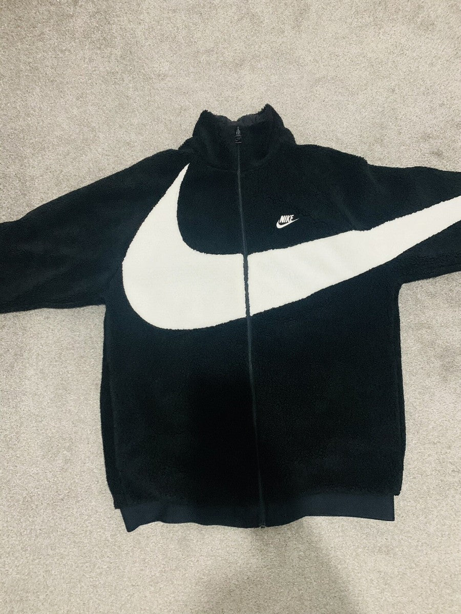 Nike Sportswear Big Swoosh Sherpa Fleece Jacket Black White