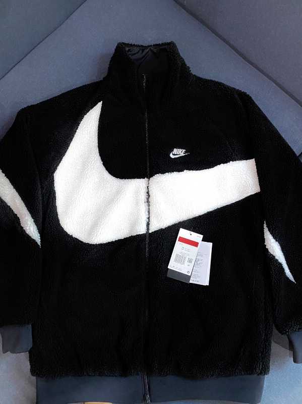 Nike Sportswear Big Swoosh Sherpa Fleece Jacket Black White